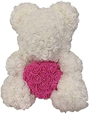 KGFDSGDS 40cm Rose Bär Herz Künstliche Blume Rose Teddybär für Frauen Valentinstag Hochzeit Geburtstag Gefälschte Blumen von KGFDSGDS