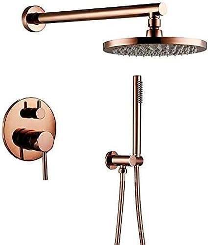 KGFDSGDS Duschumstellventil-Wasserhahn-Set aus massivem Messing mit Roségold-Finish und rundem 10-Zoll-Duschkopf für die Wandmontage im Badezimmer von KGFDSGDS