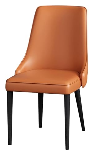 KGFDSGDS Esszimmerstuhl, Beistellstuhl für das Wohnzimmer, Stühle aus Nappaleder mit Beinen aus schwarzem Karbonstahl, gepolsterte Esszimmerstühle (Farbe: Orange) von KGFDSGDS