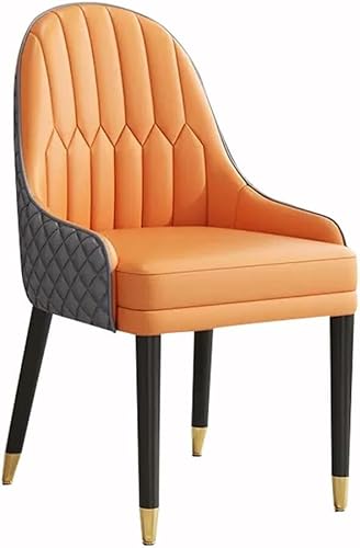 KGFDSGDS Esszimmerstuhl aus Mikrofaserleder, Küchen-/Esszimmerstuhl mit ergonomischen Armlehnen, Rückenlehne und Holzbeinen für gewerbliche Restaurants, Wohnstühle/Orange Gelb+Schwarz (Farbe: Orange von KGFDSGDS