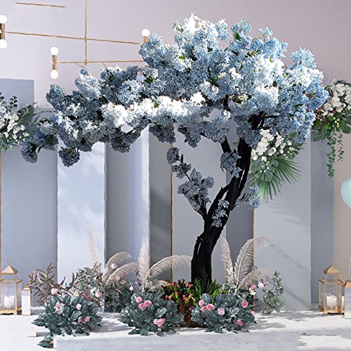 Wunschbaum, künstliche Kirschblütenbäume, japanischer handgefertigter Blütenbaum, echte Holzstämme und lebensechte Blätter, Nachbildung einer künstlichen Pflanze, Blau-1,5 x 1,5 m, Dekoration von KGFDSGDS