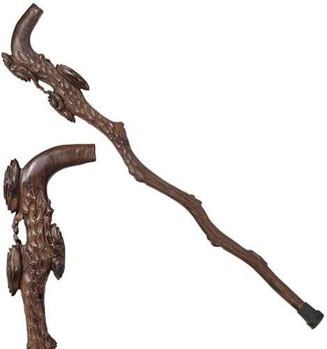 Gehstock aus Holz, Krücken mit Mahagoni, handgeschnitzter Gehstock, 89 cm, ideal für Männer oder Frauen mit aktivem Outdoor-Lebensstil, handgefertigt Thoughtful von KGGKEUH