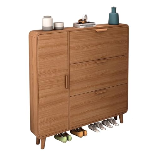 Schuhregale/Schuhregal-Organizer, Schuhschrank, Schuhschrank aus Holz mit 3 Klappschubladen, modernes, schlankes Schuh-Organizer-Rack aus Holz für den Eingangsbereich, Wohnzimmer, Schlafzimmer, von KGGKEUH