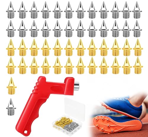 KHDULQ 50 Stück Schuhspikes, 5mm Edelstahl Ersatz Spikes, Leichtathletik Laufschuhe Spikes, mit Spikeschlüssel, Zubehör für Sportschuhe für Track Schuhe Laufen Wandern Cross-Lauf Speerwurf KHDULQ 50 Stück Schuhspikes, 5mm Edelstahl Ersatz Spikes, Leichtathletik Laufschuhe Spikes, mit Spikeschlüssel, Zubehör für Sportschuhe für Track Schuhe Laufen Wandern Cross-Lauf Speerwurf von KHDULQ