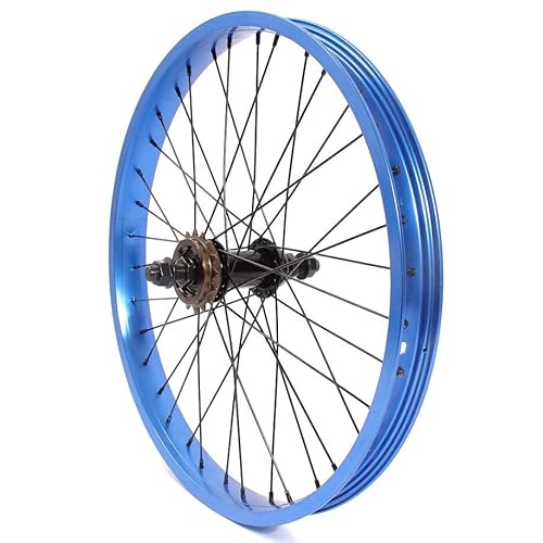 KHE BMX Hinterrad 20 Zoll 7005 Aluminium 36 Loch 14mm blau eloxiert 16 Zähne Ritzel von KHEbikes