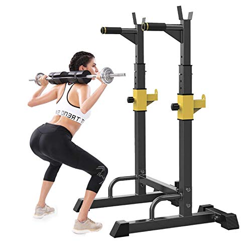 KHYTEBV Fitness-Bankdrücken-Ausrüstung Home & Gym Squat Rack Multifunktions-Langhantelständer Höhenverstellbarer Dip-Ständer Home Gym Gewichtheberbank Pr von KHYTEBV