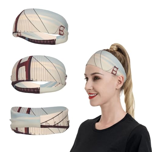 Schweißbänder, Sport-Stirnbänder für Herren und Damen, Golden Gate Bridge, Stirnband, Schweißbänder zum Laufen, feuchtigkeitsableitend, Haarbänder, rutschfest, elastisch, Schweißband für Tennis, von KHiry