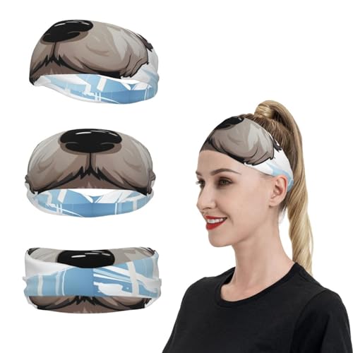 SweatBands Sport-Stirnbänder für Männer und Frauen, entzückendes Schnauzer-Stirnband, Schweißbänder zum Laufen, Feuchtigkeitstransport, Haarbänder, rutschfestes, elastisches Schweißband für Tennis, von KHiry
