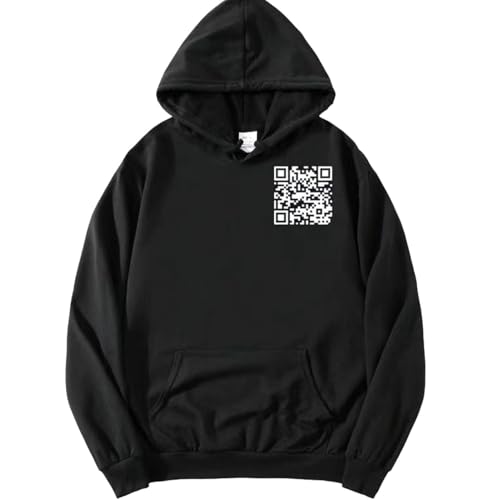 KIASRZN Lustiger Fu QR-Code-Kapuzenpullover, FU QR-Code-Sweatshirt, lustiger QR-Scan-Code-Witz-Kapuzenpullover Unisex (Black,M) von KIASRZN