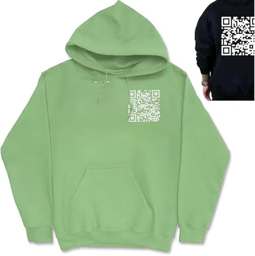 KIASRZN Lustiger Fu QR-Code-Kapuzenpullover, FU QR-Code-Sweatshirt, lustiger QR-Scan-Code-Witz-Kapuzenpullover Unisex (Green,XXXXL) von KIASRZN