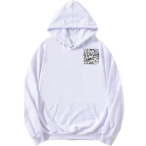 KIASRZN Lustiger Fu QR-Code-Kapuzenpullover, FU QR-Code-Sweatshirt, lustiger QR-Scan-Code-Witz-Kapuzenpullover Unisex (White,M) von KIASRZN