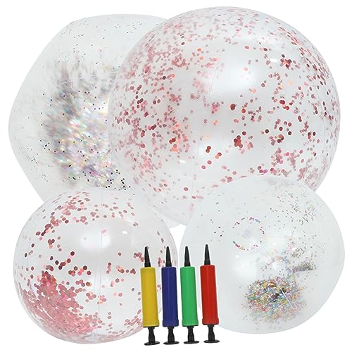 KICHOUSE 1 Satz Aufblasbarer Wasserball Sommer-konfetti-Ball Dekorative Transparente Kugel Konfetti-strandball Wasserspielball Glitzer-billardball Wasser-Wasserball Pool-Party-dekor PVC von KICHOUSE