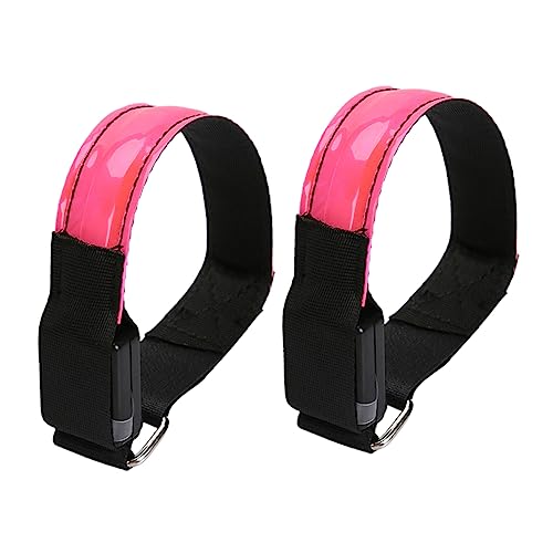 KICHOUSE 2 STK laufende Lichter blinkende Armbinden blinkendes Armband geführtes Laufen Reflektoren rückstrahler uhrenarmbänder Nachtlaufarmbandlicht LED leuchtende Armbänder PVC Rosa von KICHOUSE