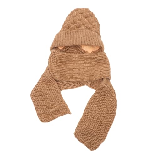 KICHOUSE Beanie-Schal winterhut winterhaube Hooded Scarf Wintermütze Winteraccessoires Damen-Halswärmer mit Kapuze Damen Nackenwärmer Hut mit Schal befestigt Kapuzenhaube Polyester Khaki von KICHOUSE