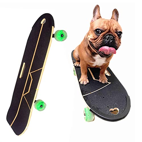 Hunde-Skateboard mit Surfständer, Haustier-Skateboard, Skateboard mit bunten PU-Rädern für Englisch-Französische Bulldogge, Starke Brettoberfläche, Schwerkrafthalterung 74x27cm von KIDDEX