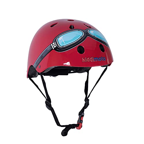 Kiddimoto Fahrrad Helm für Kinder - CE-Zertifizierung Fahrradhelm - Design Sport Helm für Skates, Roller, Scooter, laufrad (S (48-53cm), Rot) von KIDDIMOTO