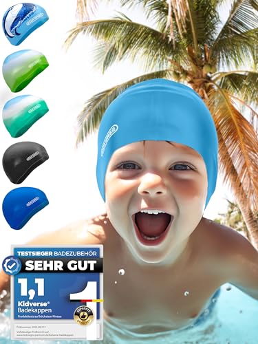 KIDVERSE Badekappe Kinder 2-6 Jahre - Badehaube Kinder mit Anti-Rutsch-Noppen für maximalen UV Schutz Schwimmhaube Kinder - Extra reißfest & wasserdicht - Silikon Schwimmkappe Kinder KIDVERSE Badekappe Kinder 2-6 Jahre - Badehaube Kinder mit Anti-Rutsch-Noppen für maximalen UV Schutz Schwimmhaube Kinder - Extra reißfest & wasserdicht - Silikon Schwimmkappe Kinder von KIDVERSE