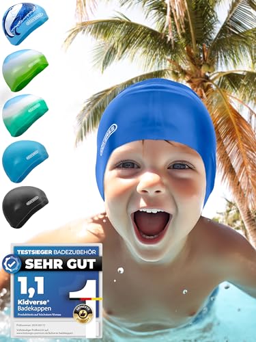 KIDVERSE Badekappe Kinder - Silikon Badehaube Kinder mit Anti-Rutsch-Noppen für optimalen Halt Kinder Badekappe - 100% wasserdicht - Badekappe für Kinder - Schwimmhaube Kinder KIDVERSE Badekappe Kinder - Silikon Badehaube Kinder mit Anti-Rutsch-Noppen für optimalen Halt Kinder Badekappe - 100% wasserdicht - Badekappe für Kinder - Schwimmhaube Kinder von KIDVERSE