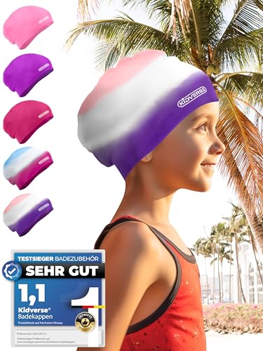 KIDVERSE Badekappe Mädchen Lange Haare 6-9 Jahre - Badekappe Kinder Mädchen mit Anti-Rutsch-Noppen- Badehaube Kinder - UV Schutz Schwimmhaube Kinder reißfest & wasserdicht KIDVERSE Badekappe Mädchen Lange Haare 6-9 Jahre - Badekappe Kinder Mädchen mit Anti-Rutsch-Noppen- Badehaube Kinder - UV Schutz Schwimmhaube Kinder reißfest & wasserdicht von KIDVERSE