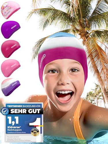 KIDVERSE Badekappe Mädchen - wasserdichte Badekappe Kinder mit Anti-Rutsch-Noppen - Badehaube Kinder - UV Schutz Schwimmhaube Kinder 100% reißfest - Schwimmkappe Kinder KIDVERSE Badekappe Mädchen - wasserdichte Badekappe Kinder mit Anti-Rutsch-Noppen - Badehaube Kinder - UV Schutz Schwimmhaube Kinder 100% reißfest - Schwimmkappe Kinder von KIDVERSE