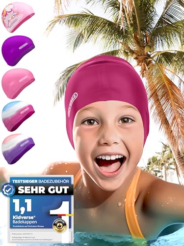 KIDVERSE Badekappe Mädchen - wasserdichte Badekappe Kinder mit Anti-Rutsch-Noppen - Badehaube Kinder - UV Schutz Schwimmhaube Kinder 100% reißfest - Schwimmkappe Kinder KIDVERSE Badekappe Mädchen - wasserdichte Badekappe Kinder mit Anti-Rutsch-Noppen - Badehaube Kinder - UV Schutz Schwimmhaube Kinder 100% reißfest - Schwimmkappe Kinder von KIDVERSE