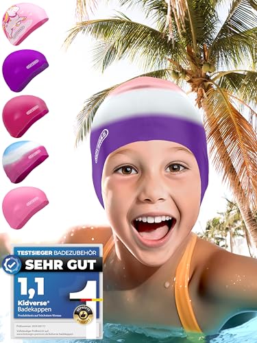 KIDVERSE Badekappe Mädchen - wasserdichte Badekappe Kinder mit Anti-Rutsch-Noppen - Badehaube Kinder - UV Schutz Schwimmhaube Kinder 100% reißfest - Schwimmkappe Kinder KIDVERSE Badekappe Mädchen - wasserdichte Badekappe Kinder mit Anti-Rutsch-Noppen - Badehaube Kinder - UV Schutz Schwimmhaube Kinder 100% reißfest - Schwimmkappe Kinder von KIDVERSE