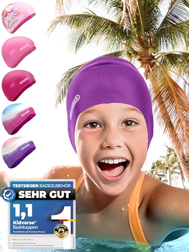 KIDVERSE Badekappe Mädchen - wasserdichte Badekappe Kinder mit Anti-Rutsch-Noppen - Badehaube Kinder - UV Schutz Schwimmhaube Kinder 100% reißfest - Schwimmkappe Kinder KIDVERSE Badekappe Mädchen - wasserdichte Badekappe Kinder mit Anti-Rutsch-Noppen - Badehaube Kinder - UV Schutz Schwimmhaube Kinder 100% reißfest - Schwimmkappe Kinder von KIDVERSE