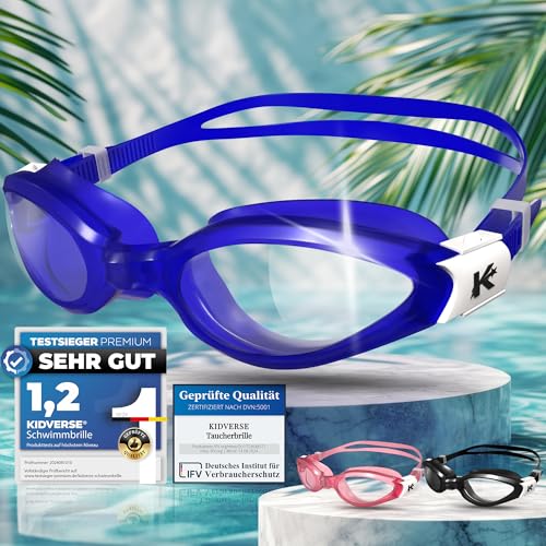 KIDVERSE Schwimmbrille Kinder Bruchsicher - 100% Wasserdicht - Geprüfte Kinder Schwimmbrille mit UV Schutz & Anti-Beschlag - Bruchsichere Gläser - Taucherbrille für Jungen & Mädchen KIDVERSE Schwimmbrille Kinder Bruchsicher - 100% Wasserdicht - Geprüfte Kinder Schwimmbrille mit UV Schutz & Anti-Beschlag - Bruchsichere Gläser - Taucherbrille für Jungen & Mädchen von KIDVERSE