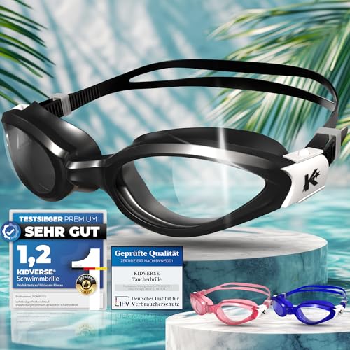 KIDVERSE Schwimmbrille Kinder Bruchsicher - 100% Wasserdicht - Geprüfte Kinder Schwimmbrille mit UV Schutz & Anti-Beschlag - Bruchsichere Gläser - Taucherbrille für Jungen & Mädchen KIDVERSE Schwimmbrille Kinder Bruchsicher - 100% Wasserdicht - Geprüfte Kinder Schwimmbrille mit UV Schutz & Anti-Beschlag - Bruchsichere Gläser - Taucherbrille für Jungen & Mädchen von KIDVERSE