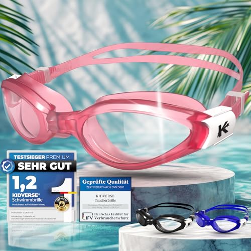 KIDVERSE Schwimmbrille Kinder Bruchsicher - 100% Wasserdicht - Geprüfte Kinder Schwimmbrille mit UV Schutz & Anti-Beschlag - Bruchsichere Gläser - Taucherbrille für Jungen & Mädchen KIDVERSE Schwimmbrille Kinder Bruchsicher - 100% Wasserdicht - Geprüfte Kinder Schwimmbrille mit UV Schutz & Anti-Beschlag - Bruchsichere Gläser - Taucherbrille für Jungen & Mädchen von KIDVERSE