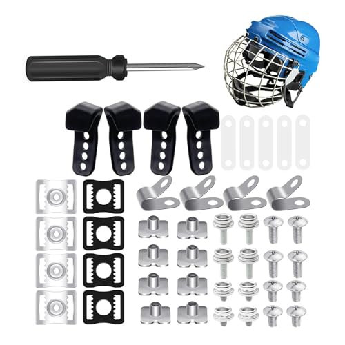 KIKAPA Fußballhelm-Reparaturset, tragbare J-Clips, Visier-Clips, Gummidichtung, Schraubenmuttern, Helm-Ersatzteile, schwarz, 61 Stück von KIKAPA