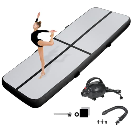 KIKILIVE 10CM Hoch Gymnastikmatte Tumbling Matte, 3M Aufblasbar Gymnastik Track Matte Air Turnmatte mit Luftpumpe Aufblasbare Sportmatte für Fitness/Outdoor/Yoga/Training usw von KIKILIVE