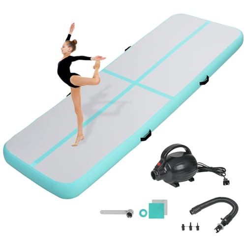 KIKILIVE 10CM Hoch Gymnastikmatte Tumbling Matte, 3M Aufblasbar Gymnastik Track Matte Air Turnmatte mit Luftpumpe Aufblasbare Sportmatte für Fitness/Outdoor/Yoga/Training usw von KIKILIVE