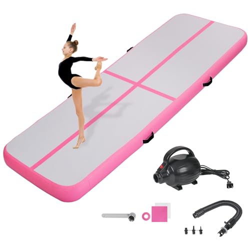 KIKILIVE 20CM Hoch Gymnastikmatte Tumbling Matte, 5M Aufblasbar Gymnastik Track Matte Air Turnmatte mit Luftpumpe Aufblasbare Sportmatte für Fitness/Outdoor/Yoga/Training usw von KIKILIVE