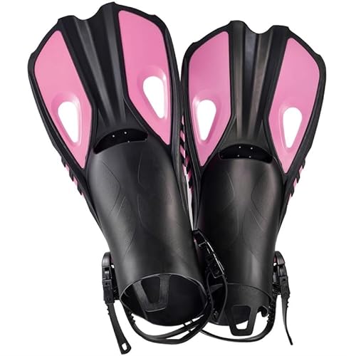 Schnorchelflossen Schwimmflossen Kurze Tauchflossen Entenflossen Verstellbare Silikon-Reiseschuhgröße ( Color : Pink , Size : S/M ) von KIKYKUBBLETASW
