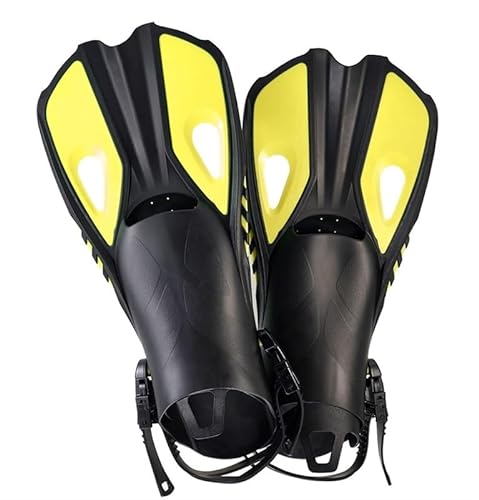 Schnorchelflossen Schwimmflossen Kurze Tauchflossen Entenflossen Verstellbare Silikon-Reiseschuhgröße ( Color : Yellow , Size : L/XL ) von KIKYKUBBLETASW