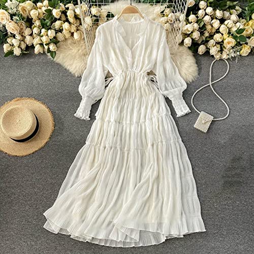 Damen Kleid, Damen-Boho-Kleid, Elegantes Plissee-Midikleid, 3/4-Laternenärmel, Urlaubskleid, Separate Hosenträger, Kordelzug, Elastische Taille Für Büro, Freizeit, Sommer-Damenkleid, Weiß Damen Kleid, Damen-Boho-Kleid, Elegantes Plissee-Midikleid, 3/4-Laternenärmel, Urlaubskleid, Separate Hosenträger, Kordelzug, Elastische Taille Für Büro, Freizeit, Sommer-Damenkleid, Weiß von KIMCCI
