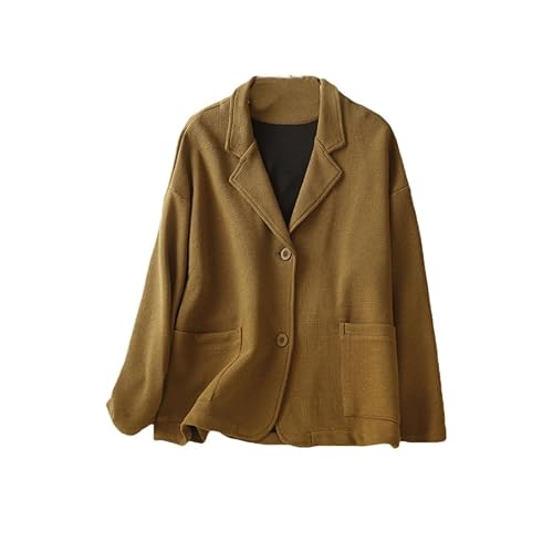 KIMCCI Blazer Damen,Waffel-Blazer Anzug Langarm Folk-Custom Cardigan Kerbkragen Frühling Herbst Arbeit Casual Blazer Anzüge Jacke Für Damen Leichte Anzugjacke,Dunkelgelb,L KIMCCI Blazer Damen,Waffel-Blazer Anzug Langarm Folk-Custom Cardigan Kerbkragen Frühling Herbst Arbeit Casual Blazer Anzüge Jacke Für Damen Leichte Anzugjacke,Dunkelgelb,L von KIMCCI
