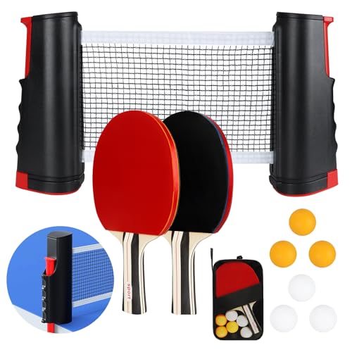 KIMIGO Tischtennisschläger Set,2 Schläger,6 Bälle,Einziehbares Tischtennisnetz und Tragetasche,Mobiles Tischtennis Set für Anfänger und Fortgeschrittene,Ideal für Indoor und Outdoor Spiele KIMIGO Tischtennisschläger Set,2 Schläger,6 Bälle,Einziehbares Tischtennisnetz und Tragetasche,Mobiles Tischtennis Set für Anfänger und Fortgeschrittene,Ideal für Indoor und Outdoor Spiele von KIMIGO