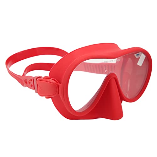 Antibeschlag-Schnorchel-Tauchmaske aus Gehärtetem Glas, Taucherbrille mit Verstellbarem Silikonband, Ultra-Sichtbarkeit, Panoramablick, Schwimmbrille für Erwachsene und (Rot) von KIMISS