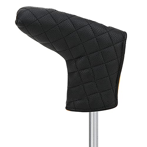 KIMISS Magnetischer Golf-Putter, Wasserdichtes PU L-förmiges Putterblatt-Abdeckung Headcover-Abdeckung Schlägerkopf-Zubehör (Schwarz) (Schwarz) von KIMISS