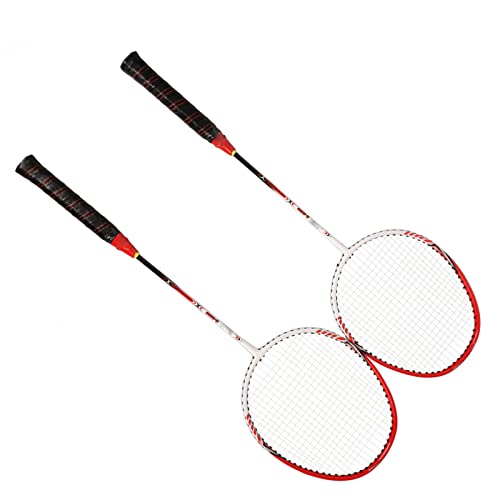 REGAIL Badmintonschläger-Set aus Aluminiumlegierung – 2-teiliges Feder-Badmintonschläger-Set für Anfänger und Profis, Leicht und (Rot) von KIMISS