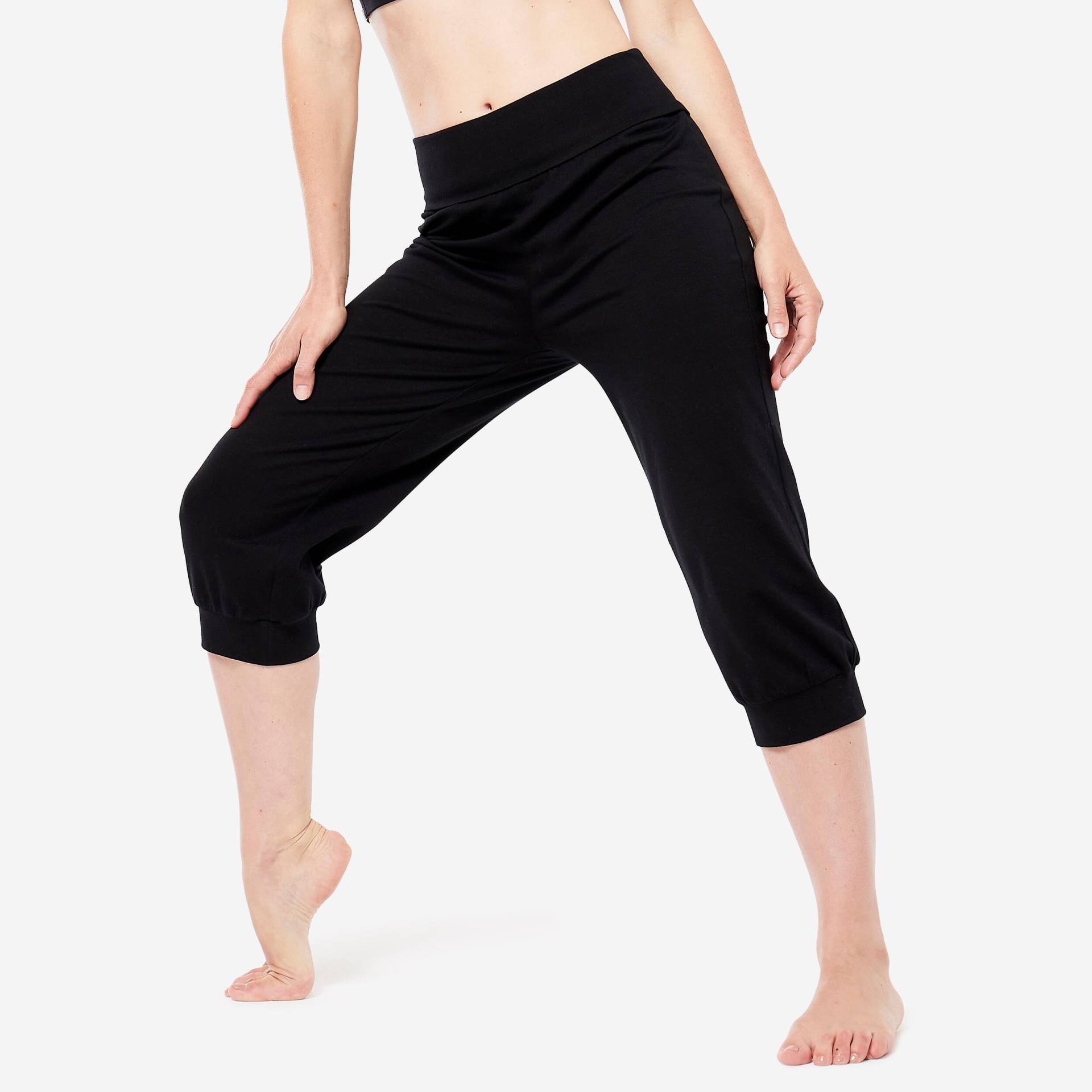 3/4 Hose Damen Yoga Baumwolle Ecodesign - schwarz von KIMJALY