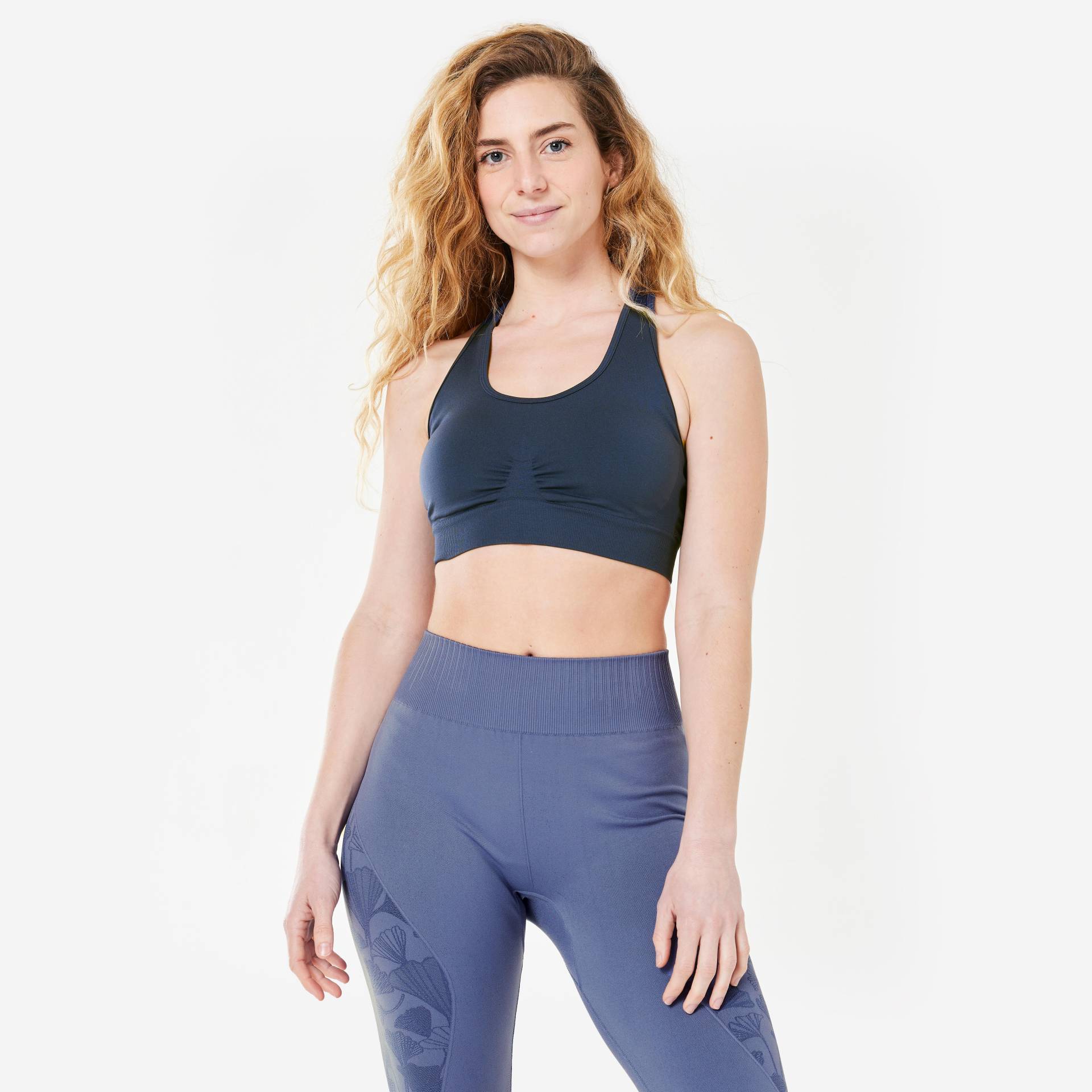 Bustier dynamisches Yoga - dunkelblau von Decathlon