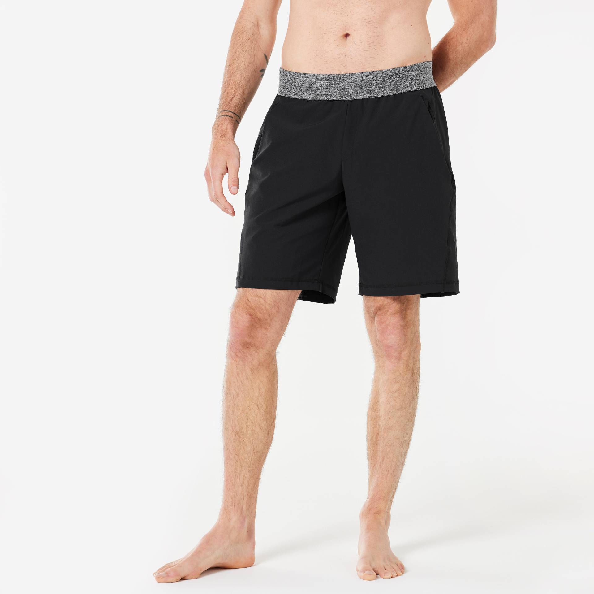 Shorts Herren dynamisches Yoga leicht - schwarz von KIMJALY