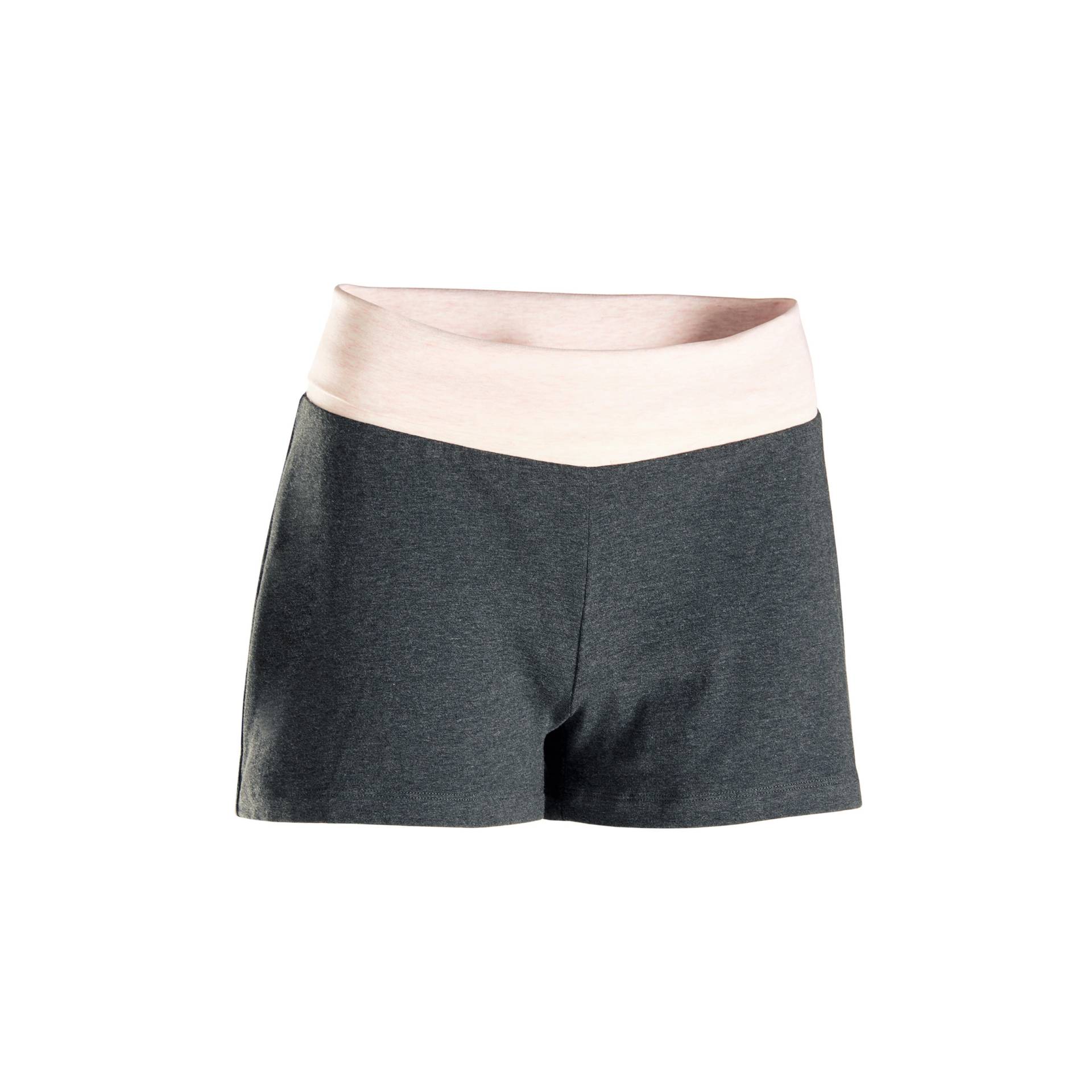 Shorts Yoga Damen Baumwolle - grau/rosa von KIMJALY