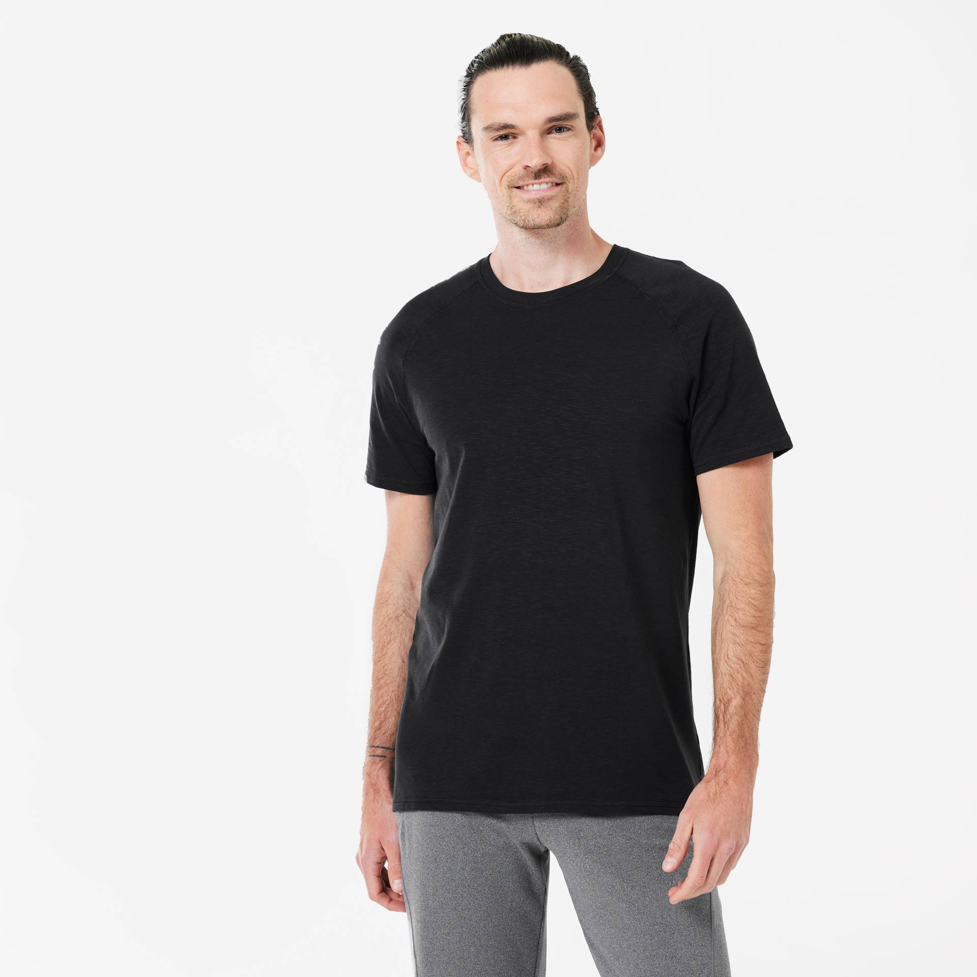 T-Shirt Herren Yoga Baumwolle und Lyocell - schwarz von KIMJALY