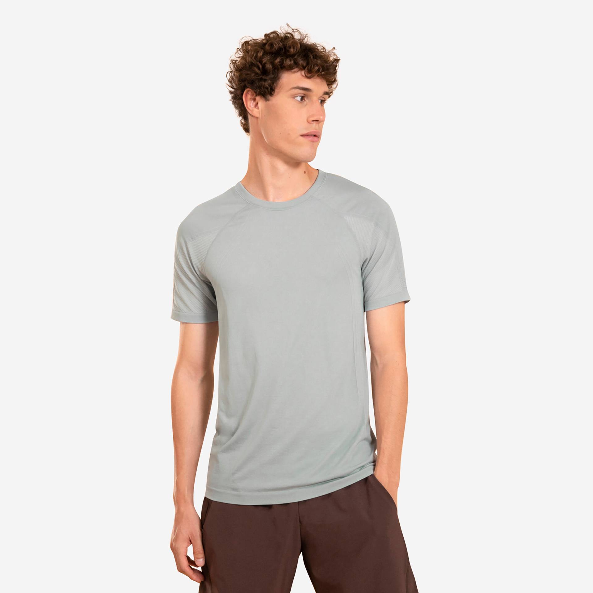 T-Shirt Herren Yoga nahtlos zweite Haut - hellgrau T-Shirt Herren Yoga nahtlos zweite Haut - hellgrau von KIMJALY