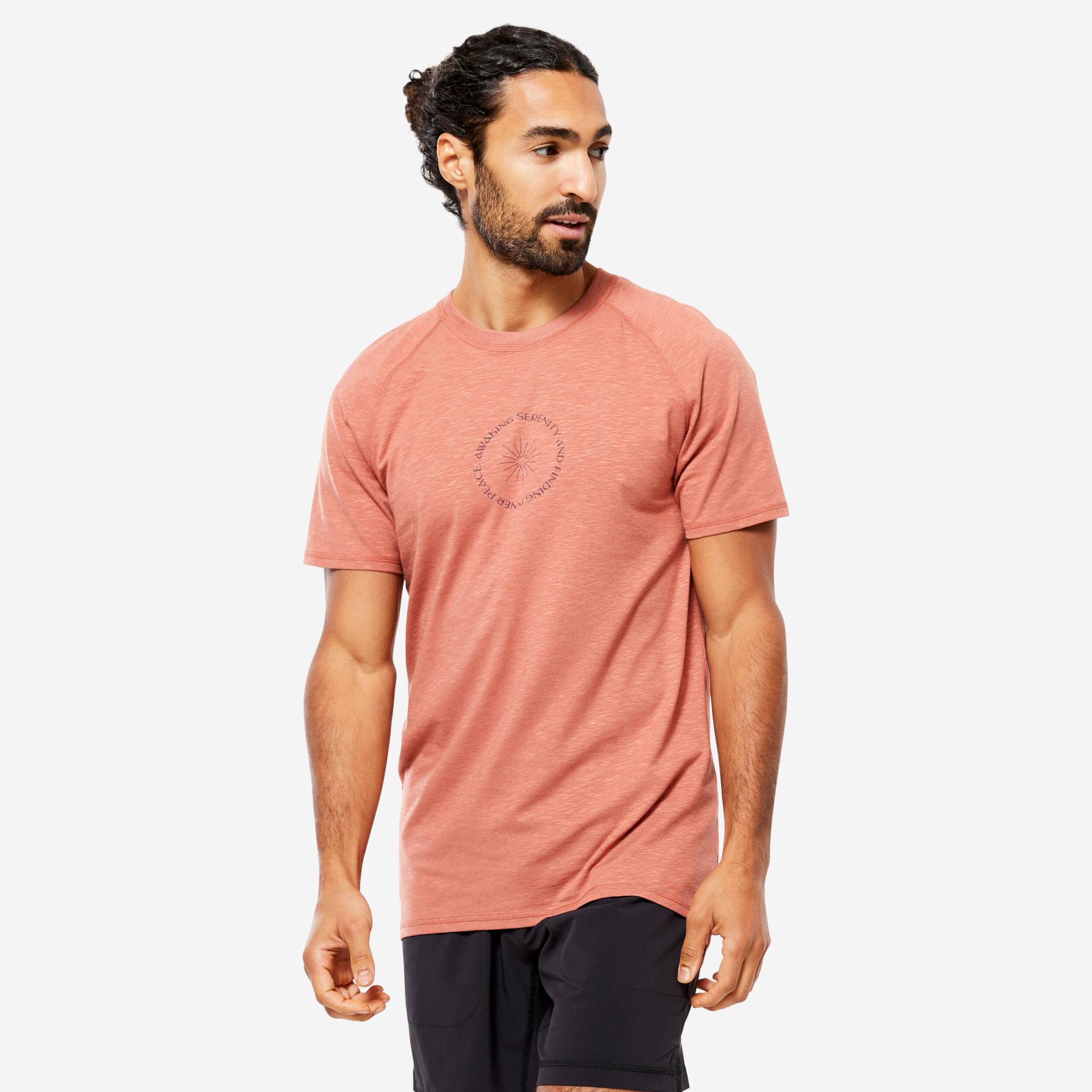 T-Shirt Herren sanftes Yoga natürliches Material - hellbraun von KIMJALY
