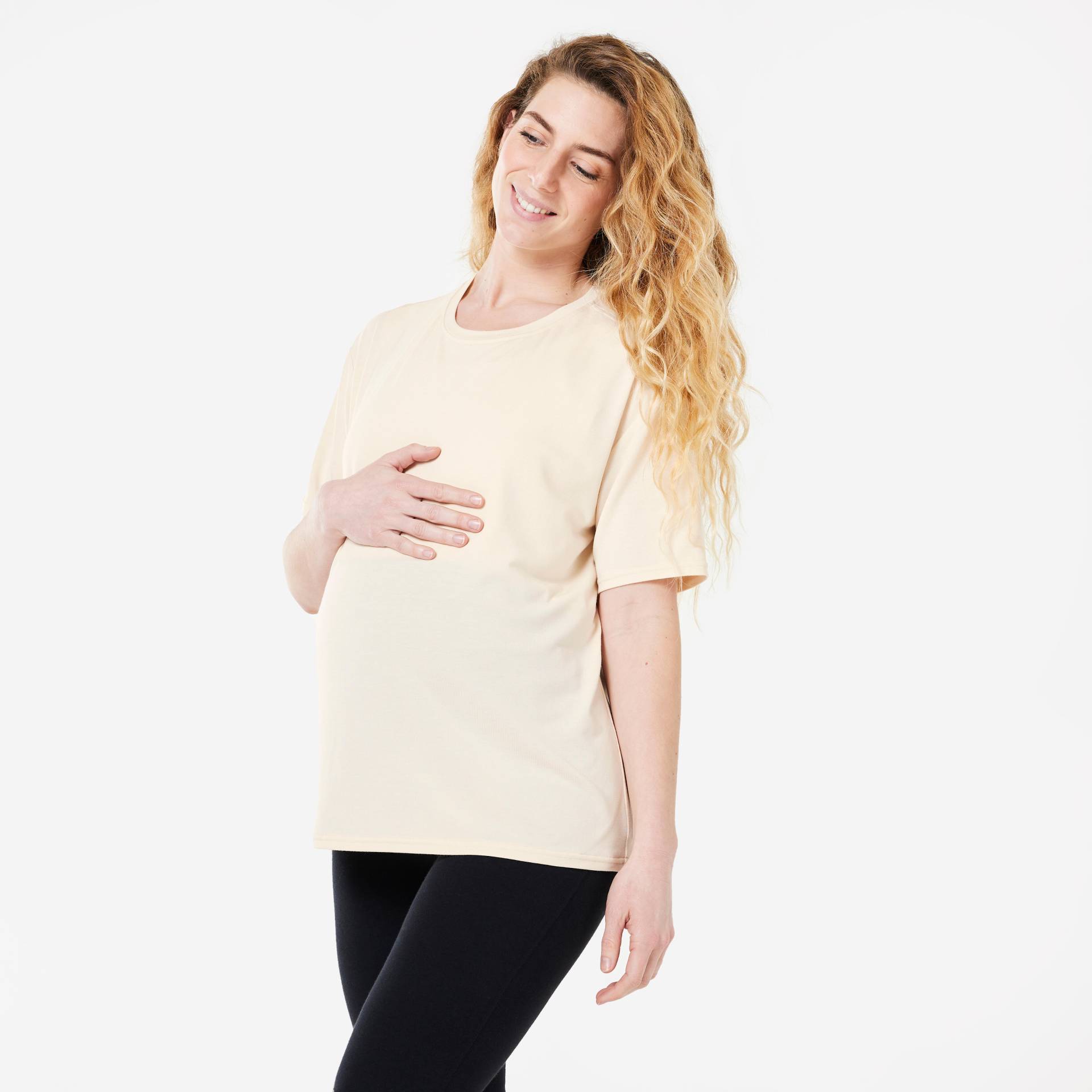 T-Shirt Schwangerschaftsyoga Kurzarm - beige T-Shirt Schwangerschaftsyoga Kurzarm - beige von KIMJALY